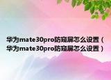 华为mate30pro防窥屏怎么设置（华为mate30pro防窥屏怎么设置）