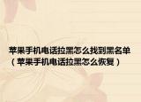 苹果手机电话拉黑怎么找到黑名单（苹果手机电话拉黑怎么恢复）