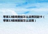 苹果13蜂窝数据怎么设置到副卡（苹果13蜂窝数据怎么设置）