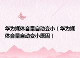 华为媒体音量自动变小（华为媒体音量自动变小原因）