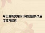 今日更新离婚诉讼被驳回多久后才能再起诉
