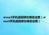 vivoz3手机返回键在哪里设置（vivoz3手机返回键在哪里设置）