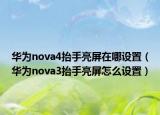 华为nova4抬手亮屏在哪设置（华为nova3抬手亮屏怎么设置）