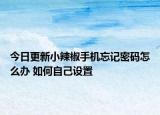 今日更新小辣椒手机忘记密码怎么办 如何自己设置