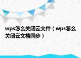 wps怎么关闭云文件（wps怎么关闭云文档同步）