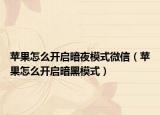 苹果怎么开启暗夜模式微信（苹果怎么开启暗黑模式）