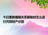 今日更新婚姻关系解除时怎么进行共同财产分割
