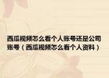 西瓜视频怎么看个人账号还是公司账号（西瓜视频怎么看个人资料）