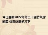 今日更新2022年年二十四节气时间表 快来这里学习下