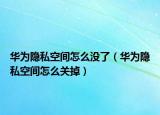 华为隐私空间怎么没了（华为隐私空间怎么关掉）