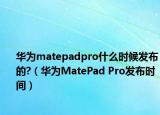 华为matepadpro什么时候发布的?（华为MatePad Pro发布时间）