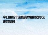 今日更新非法集资罪组织者怎么定罪量刑