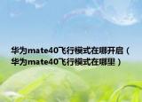华为mate40飞行模式在哪开启（华为mate40飞行模式在哪里）
