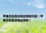 苹果手机有没有应用锁功能（苹果手机有没有应用锁）