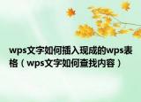 wps文字如何插入现成的wps表格（wps文字如何查找内容）