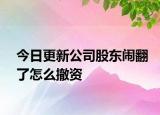 今日更新公司股东闹翻了怎么撤资