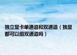 独立显卡单通道和双通道（独显都可以组双通道吗）
