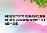 今日更新2022年9月装修开工黄道吉日查询 2022年9月装修房子开工吉日一览表