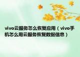 vivo云服务怎么恢复应用（vivo手机怎么用云服务恢复数据信息）