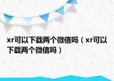 xr可以下载两个微信吗（xr可以下载两个微信吗）