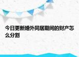 今日更新婚外同居期间的财产怎么分割