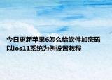 今日更新苹果6怎么给软件加密码  以ios11系统为例设置教程