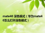 mate40 深色模式（华为mate40怎么打开深色模式）