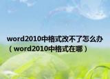 word2010中格式改不了怎么办（word2010中格式在哪）