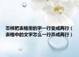怎样把表格里的字一行变成两行（表格中的文字怎么一行弄成两行）