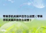 苹果手机关屏声音怎么设置（苹果手机关屏声音怎么设置）
