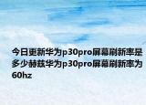 今日更新华为p30pro屏幕刷新率是多少赫兹华为p30pro屏幕刷新率为60hz