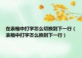 在表格中打字怎么切换到下一行（表格中打字怎么换到下一行）