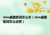 vivo桌面歌词怎么关（vivo桌面歌词怎么设置）