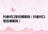 抖音对口型在哪里找（抖音对口型在哪里找）
