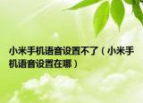 小米手机语音设置不了（小米手机语音设置在哪）