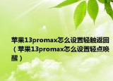 苹果13promax怎么设置轻触返回（苹果13promax怎么设置轻点唤醒）
