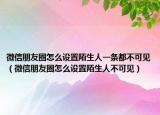 微信朋友圈怎么设置陌生人一条都不可见（微信朋友圈怎么设置陌生人不可见）