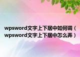 wpsword文字上下居中如何调（wpsword文字上下居中怎么弄）