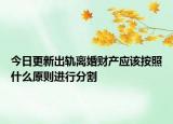 今日更新出轨离婚财产应该按照什么原则进行分割