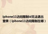 iphone11访问限制id无法退出登录（iphone11访问限制在哪）