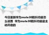 今日更新华为mate30防抖功能怎么设置  华为mate30防抖功能是主动开启的