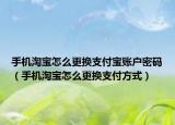 手机淘宝怎么更换支付宝账户密码（手机淘宝怎么更换支付方式）