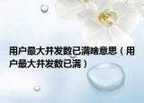 用户最大并发数已满啥意思（用户最大并发数已满）