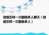 微信怎样一次删除多人聊天（微信怎样一次删除多人）