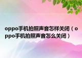 oppo手机拍照声音怎样关闭（oppo手机拍照声音怎么关闭）