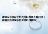 微信没有绑定手机号可以帮别人解封吗（微信没有绑定手机号可以付款吗）