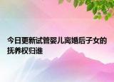 今日更新试管婴儿离婚后子女的抚养权归谁
