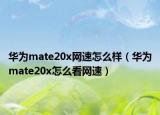 华为mate20x网速怎么样（华为mate20x怎么看网速）