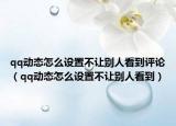 qq动态怎么设置不让别人看到评论（qq动态怎么设置不让别人看到）