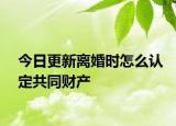 今日更新离婚时怎么认定共同财产